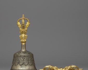 Bronze Bell and Vajra Ritual Set | Tibetan Bell Dorje for