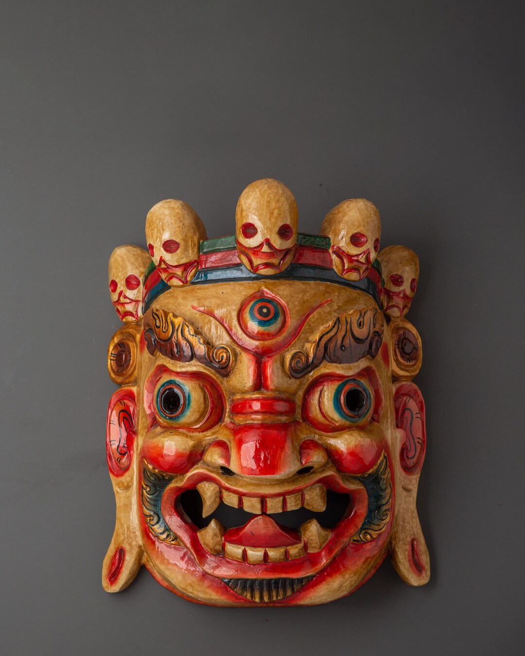 Traditional Tibetan Mask | Handcrafted Wood and Acrylic Painted Ritual ...