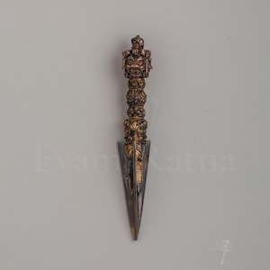 Handmade Phurba Ritual Dagger | Tibetan Buddhist Vajrayana Tool | Copper Brass Iron Meditation Artifact for Sacred Practice