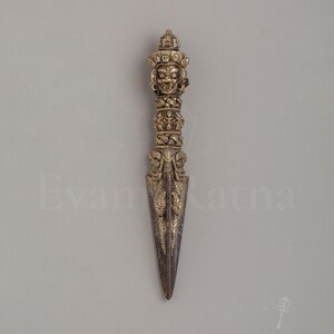 Sacred Vajrayana Phurba | Tibetan Buddhist Ritual Dagger | Bronze Iron Tantric Tool for Meditation, Protection and Spiritual Practice