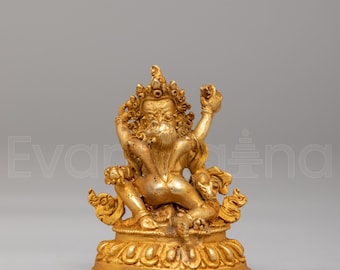Dzambhala with Consort Statue | Traditional Wealth Deity Artwork | Tibetan Buddhist Sculpture | Prosperity and Spiritual Decoration Use
