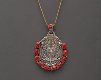Scred Silver Spiritual Pendant | Tibetan Mandala Amulet | Unique Healing Symbol for Protection and Balance | Elegant Spiritual Jewelry