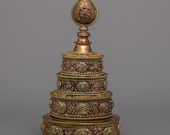 Handcrafted Copper Brass Mandala Art Set | Tibetan Buddhist Altar Decor