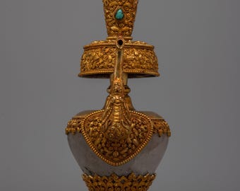 Jarrón Bhumpa de cobre / Recipiente artesanal para ofrendas rituales / Ideal para decoración elegante del hogar, meditación, puja y decoración de altares sagrados