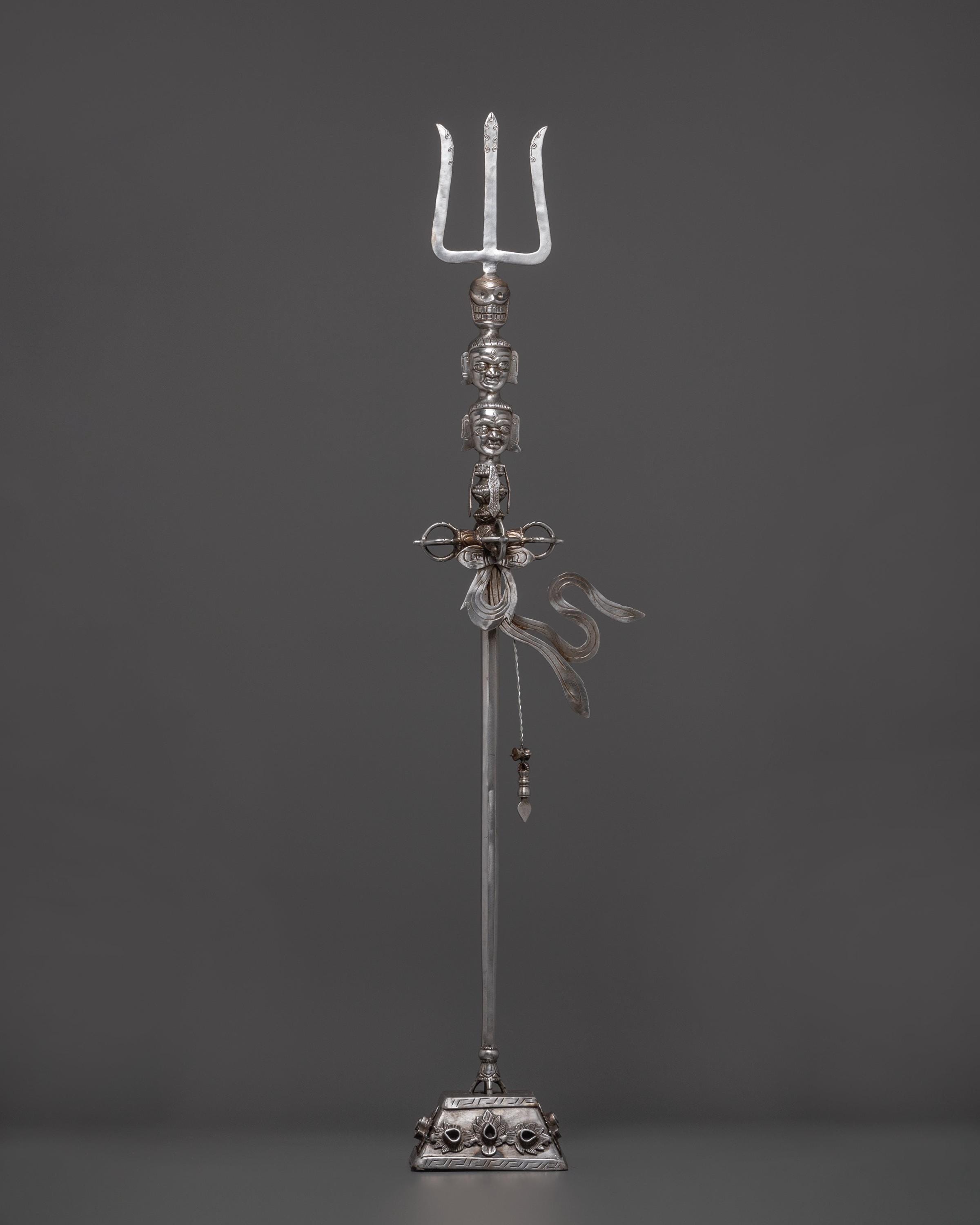 Traditional Tibetan Buddhist Khatvanga | Sacred Ritual Trident