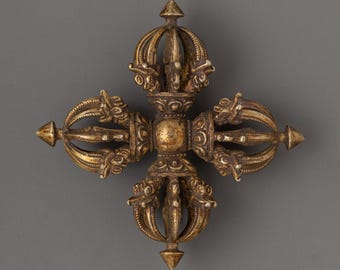 Bishwo Vajra Chakra Tool | Copper Tibetan Spiritual Ritual Artifact | Sacred Tibetan Dorje of Power and Wisdom | Vajra for Buddhist Rituals