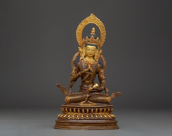 Rituell figur av Vajrasattva | Tibetansk reningsgud | Handgjord buddhistisk skulptur, andlig meditationsdekor | Tillverkad i Nepal