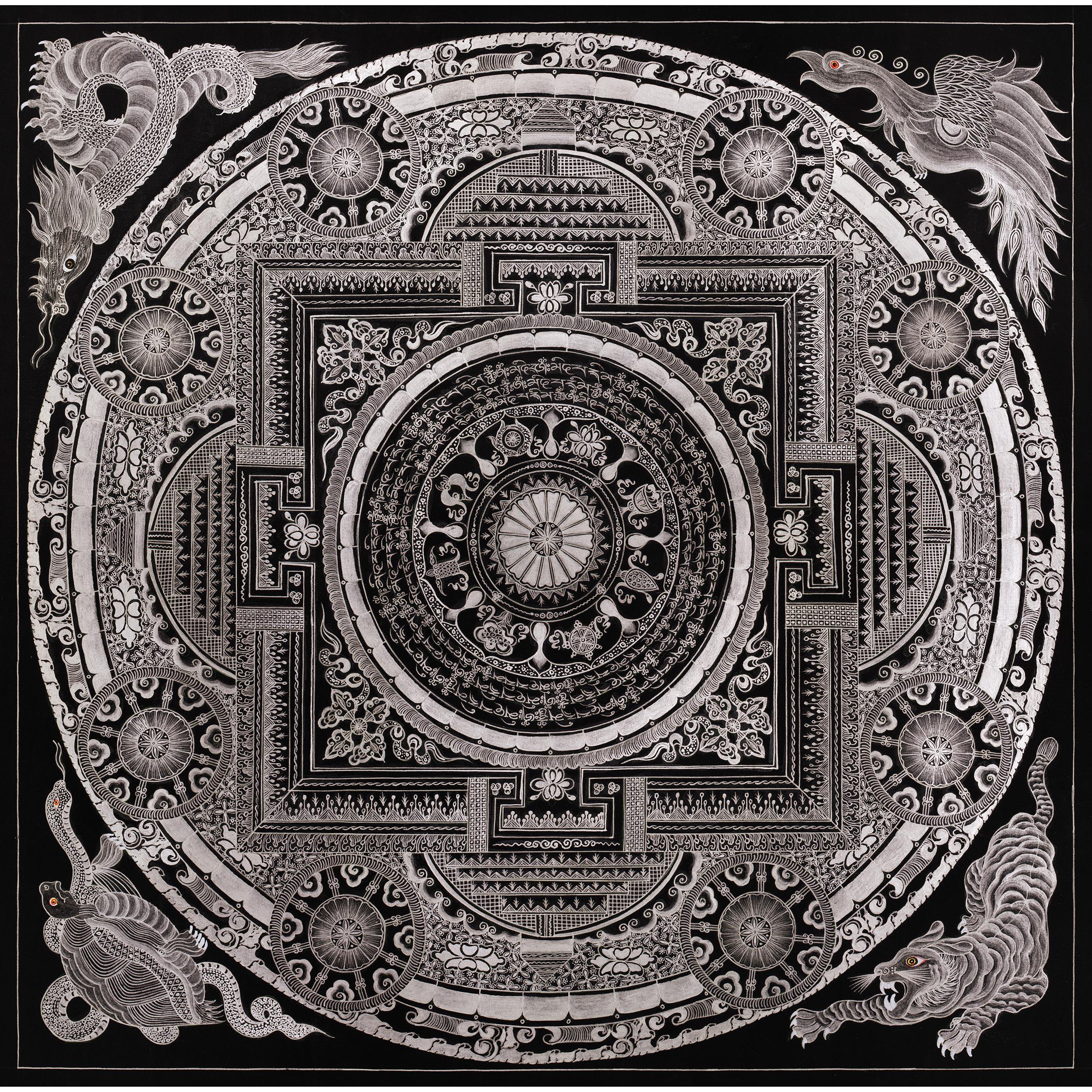 Ashtamangala Mantra Mandala Giclée Print | Eight Auspicious