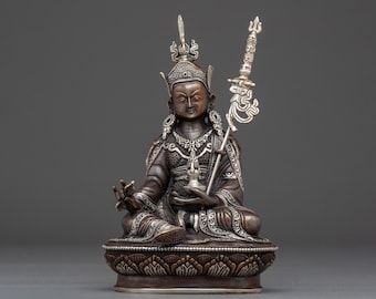 Handmade Oxidized Copper Guru Rinpoche Statue | Nepalese Dharma Decor | Himalayan Padmasambhava Sculpture | Buddhist Shrine & Meditation