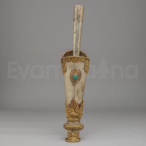 Tibetan Kangling Ritual Instrument | White Metal Meditation Instrument | Sacred Tool for Tibetan Buddhist Prayer and Spiritual Practice