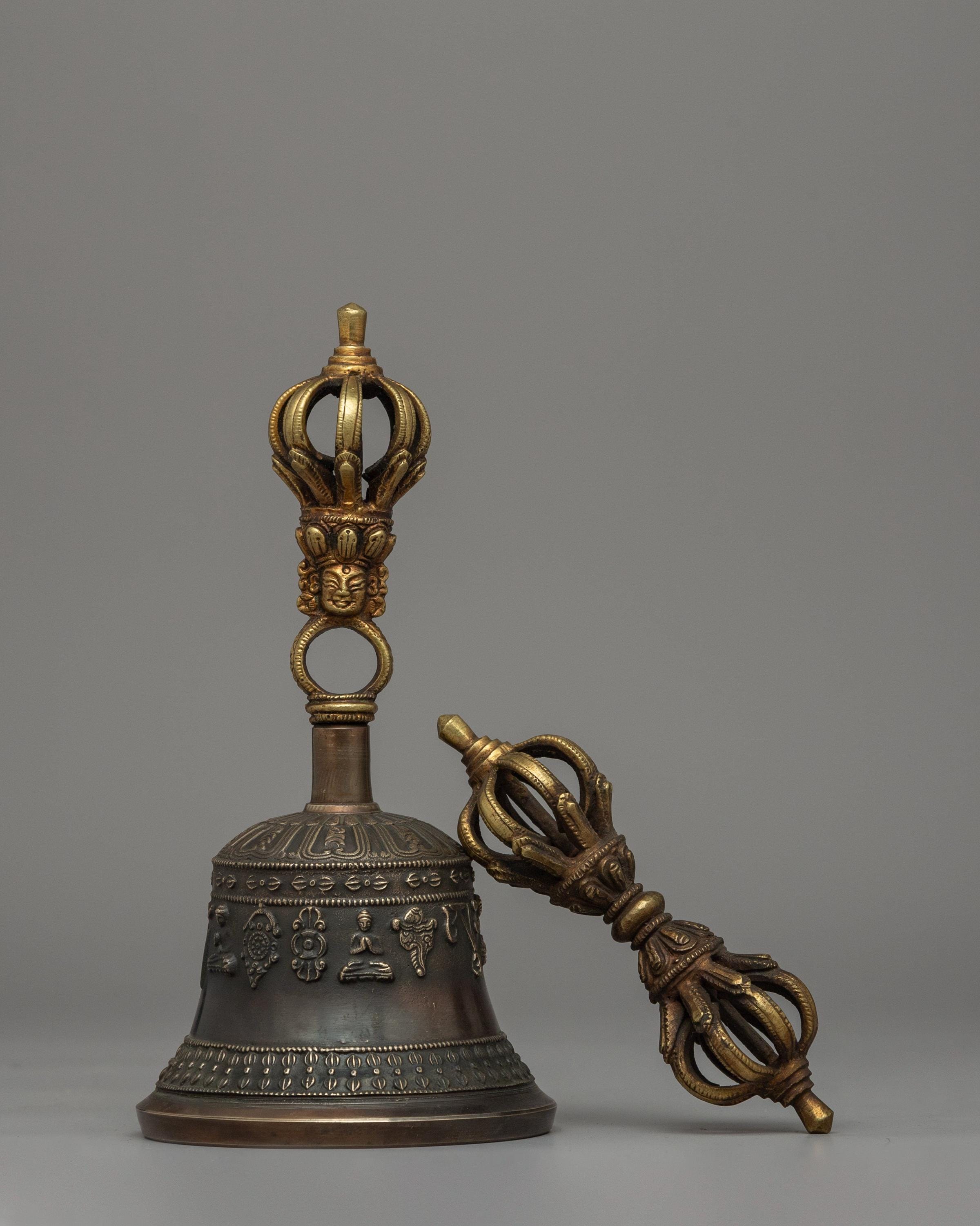 Vajra and Bell Set | Sacred Tibetan Pair for Buddhist Vajrayana