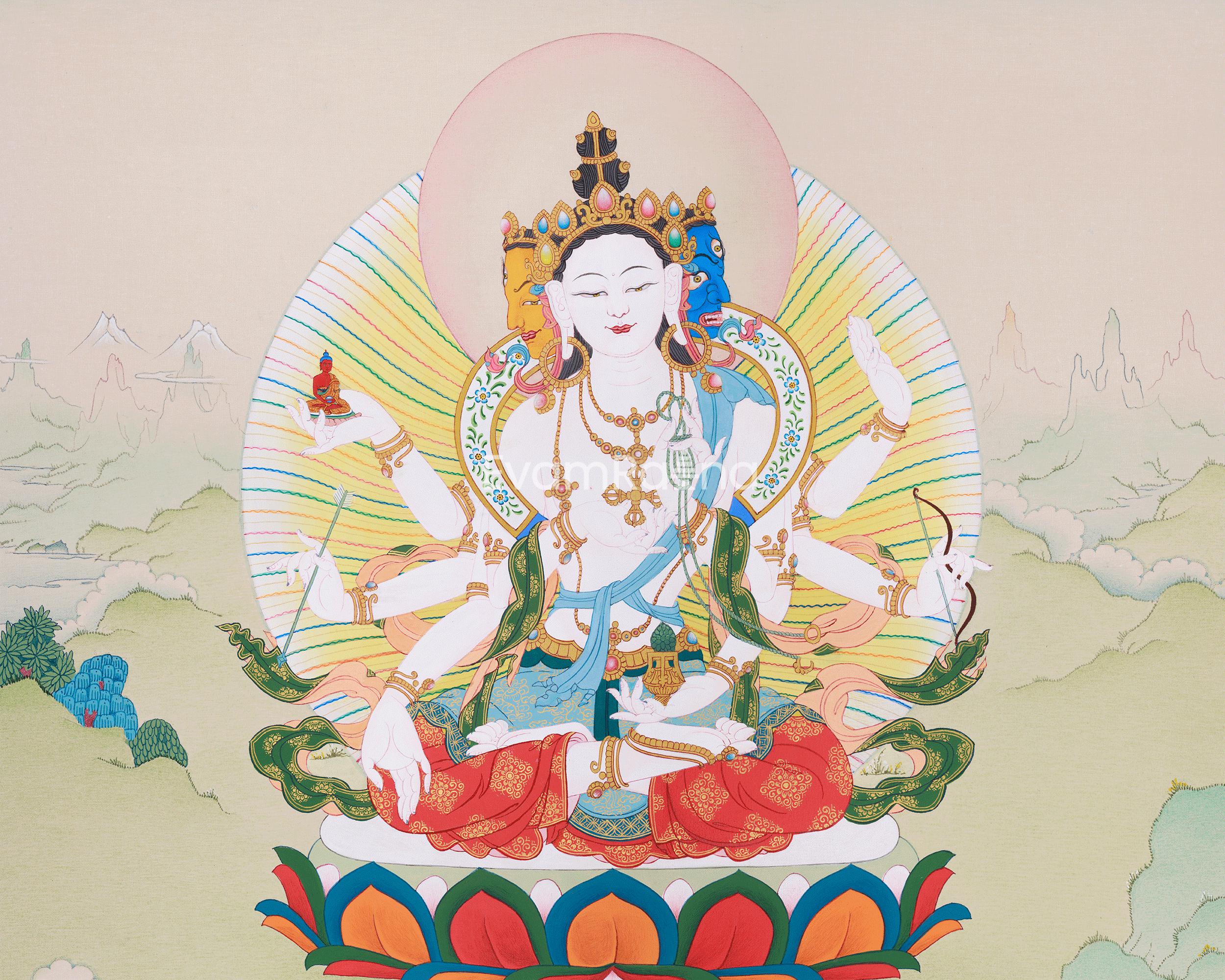 ヒマラヤの女神 ヤムナー ヒンドゥー教の女神：　タンカ　仏画（額縁なし） il_fullxfull.7284774190_5iir.jpg