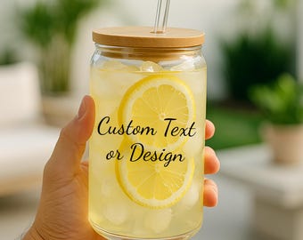 Personalized Glass Cup with Your Text, Custom Message Iced Coffee Glass, Funny or Meaningful Gift for Friend or Coworker, Everyday Use
