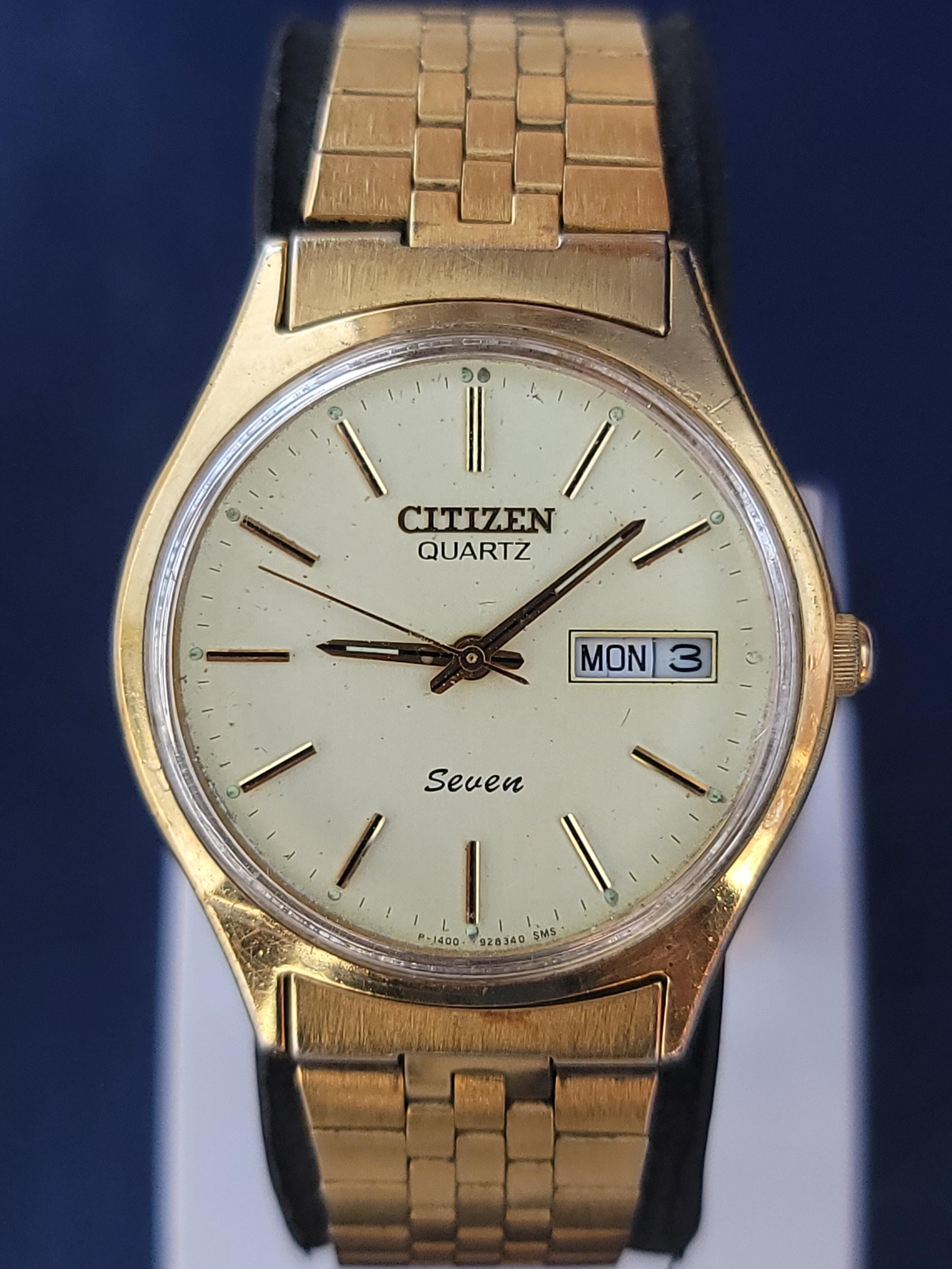 Vintage Citizen Quartz Seven Gold Plated 20409622 Japan Men's