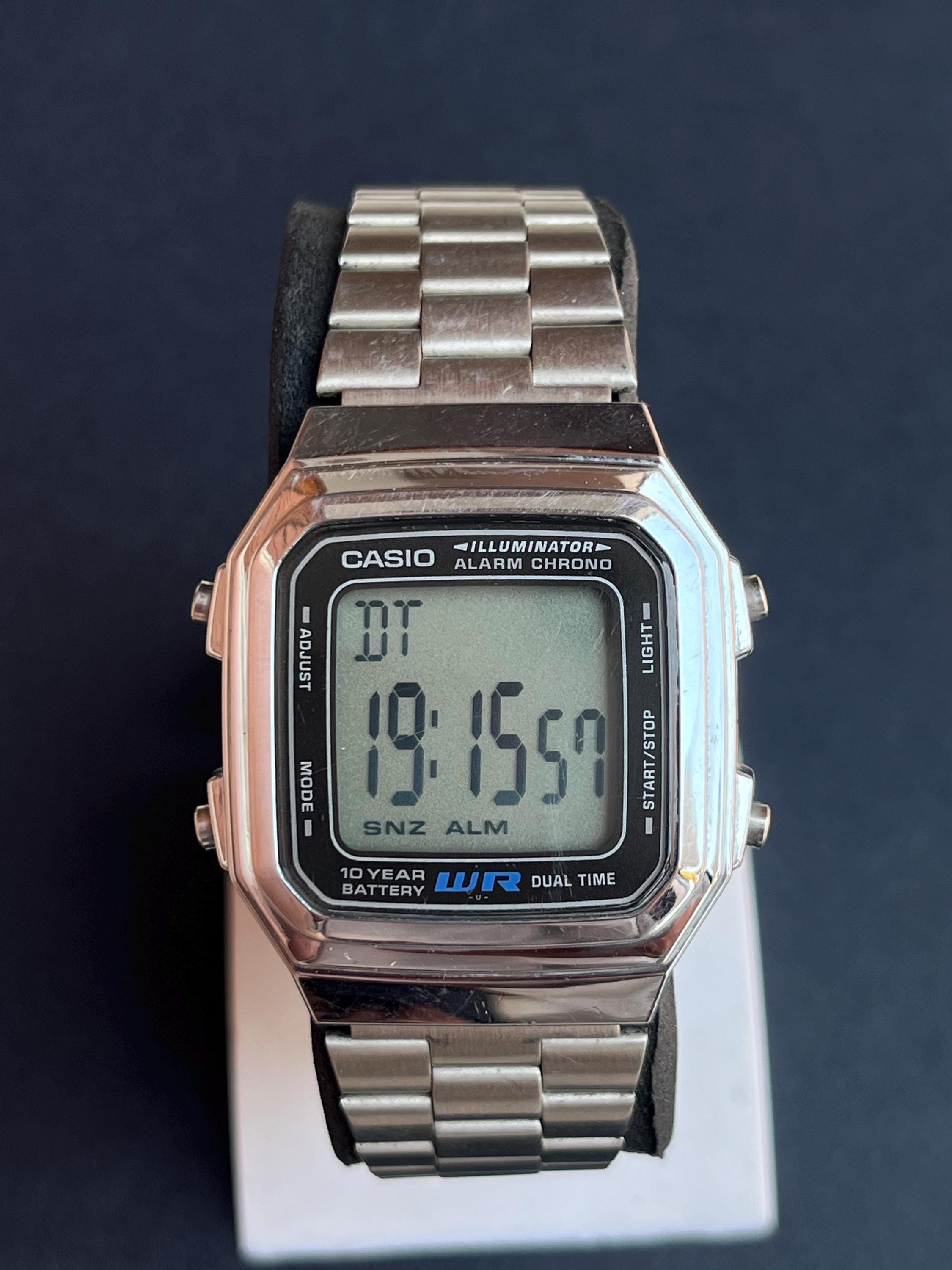 Vintage Casio Quartz Digital Dual Time 2519-A179W Silver Tone