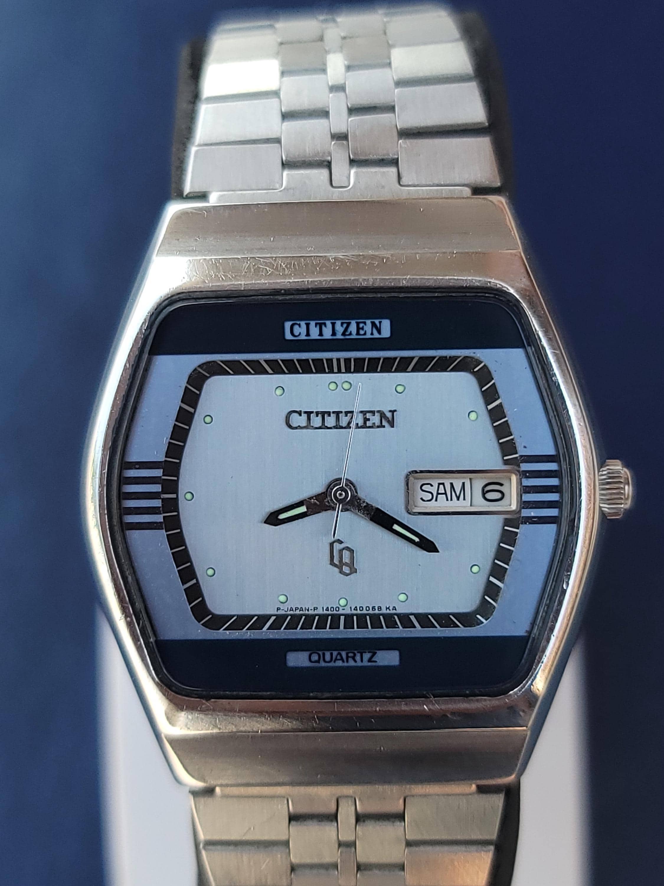 CITIZEN クオーツ掛時計 スクエア型 約30cm 名糖牛乳　レトロ 昭和レトロ シチズン スクエア型 クオーツ 木目柄 壁掛け時計 アナログ