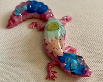 Pink and Blue Resin Salamander