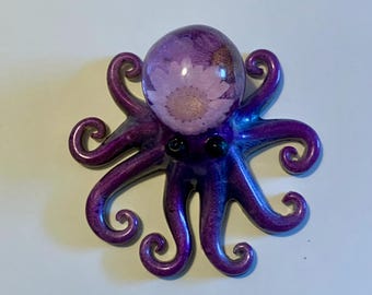 Purple octopus with flowers