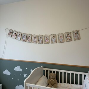 Houten babyfotolijstjes voor elke maand – Set van 12 maanden om op te hangen – Decoratie voor het eerste jaar – Kraamcadeau