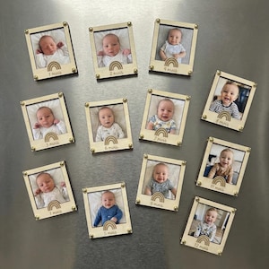 Cadres Photos Magnétiques Mois par Mois – Évolution Bébé | Décoration Frigo ou Surface Métallique