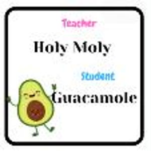 May include: Four square cards with text and illustrations. The first card says "Winner, Winner Chicken Dinner" with a cartoon chicken. The second card says "Holy Moly Guacamole" with an avocado. The third card says "POP POP Everybody Stop" with popcorn. The fourth card says "Chicken Wing Chicken Wing Hot Dog and Bologna" with food illustrations.