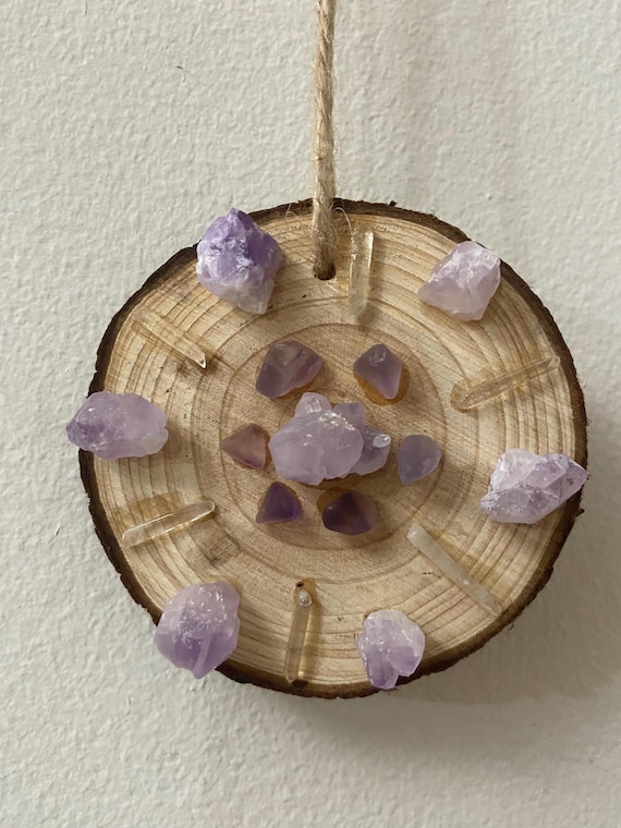 Handmade Natural Wood Crystal Art by LiliSpiritualArt