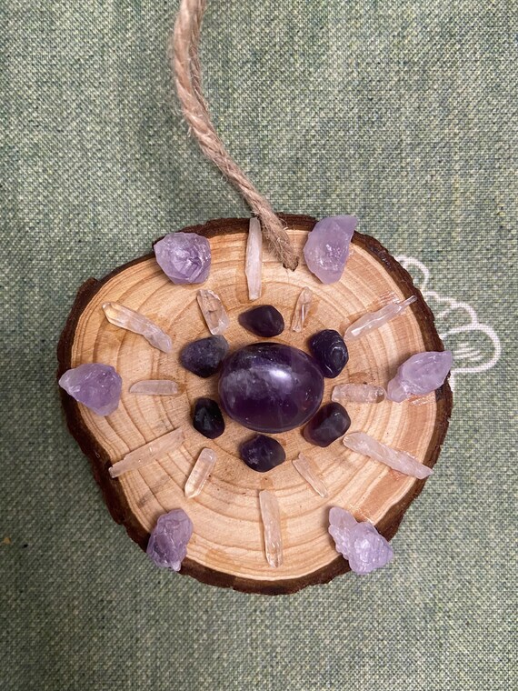 Handmade Natural Wood Crystal Art by LiliSpiritualArt