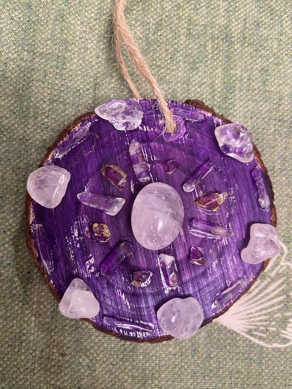 Handmade Natural Wood Crystal Art by LiliSpiritualArt