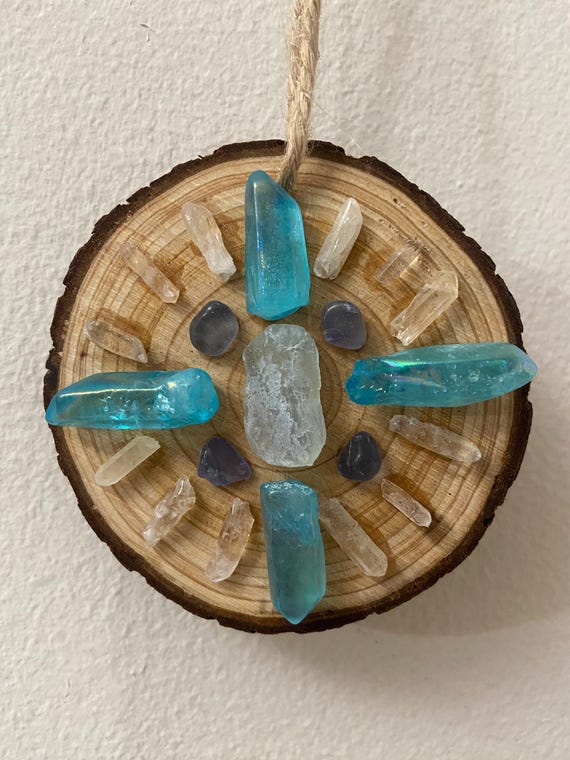 Handmade Natural Wood Crystal Art by LiliSpiritualArt