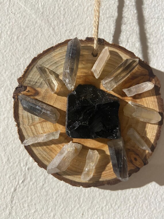 Handmade Natural Wood Crystal Art by LiliSpiritualArt