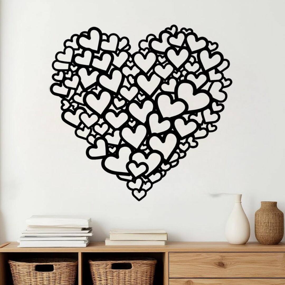 Heart Wall Decor Ceramic Hanging, Black Love Heart Art for Bedroom ...