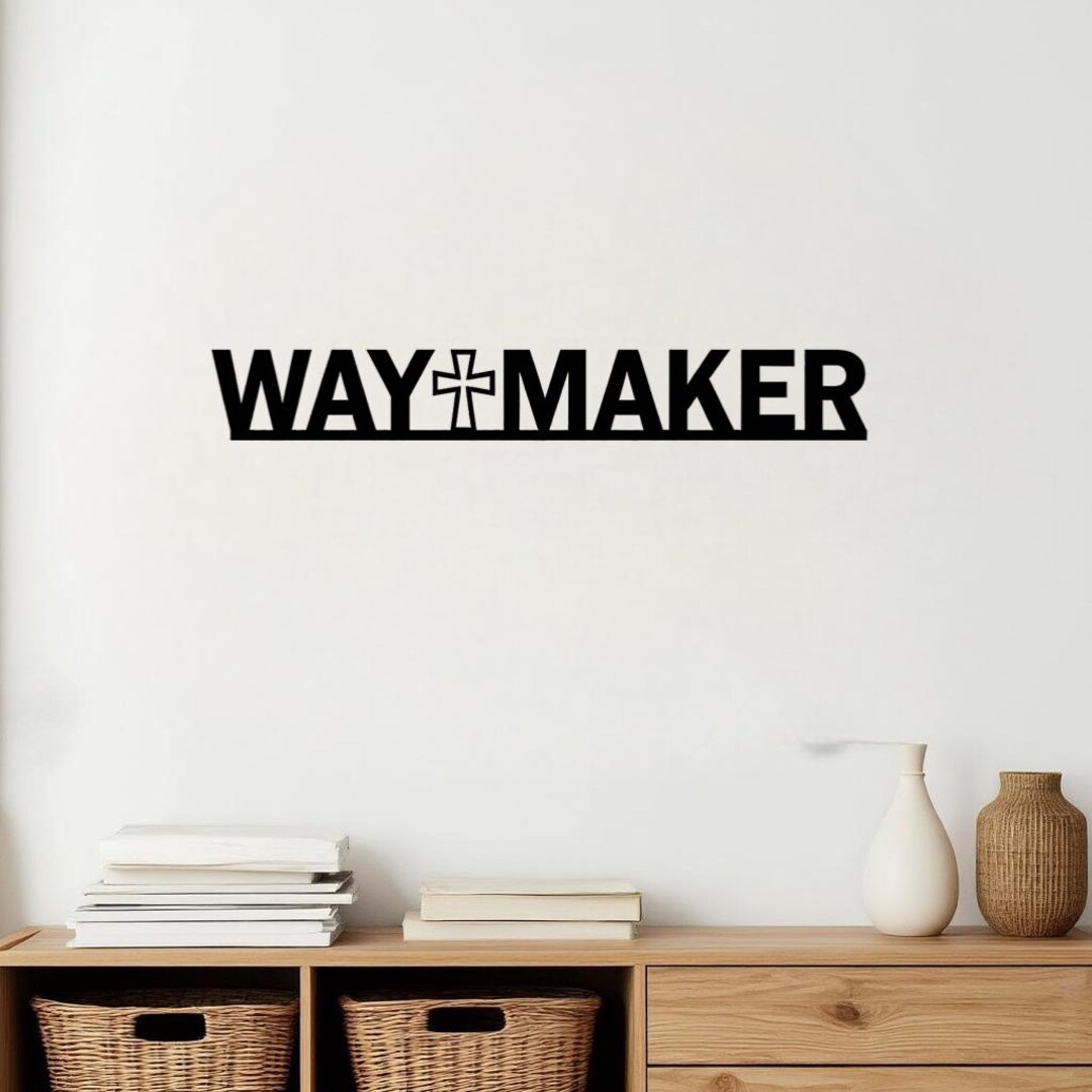 Way Maker Signs Way Maker Metal Wall Sign, Christian Cross Word Art Wall Decor for ...