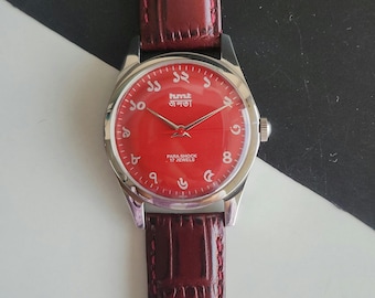 Vintage Refurbished HMT Janata Bangla Red Face 35mm Hand Winding Men's Wrist watch