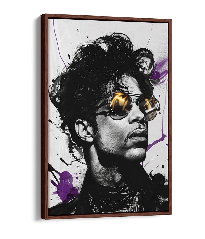 Prince Portrait Print – Black White Purple Abstract Canvas Art – Street ...