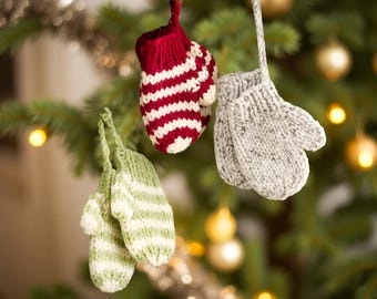 Modèle d'ornement de moufles de Noël, modèle de tricot, mini mitaines de Noël, ornements de vacances, modèle de tricot pour ornements de mitaines MINI, anglais