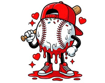 Baseball Valentine PNG, Drip Design, Sports Art (Digital Download)