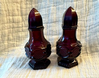 Vintage Avon 1876 Ruby Red Collection Salt & Pepper Shakers
