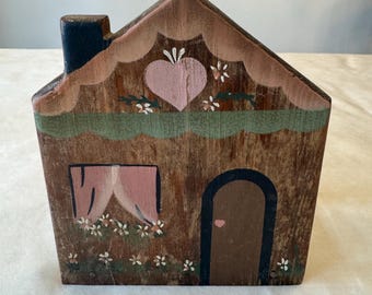 Vintage! Serviettenhalter aus Holz im Landhaus-Stil, handbemalt