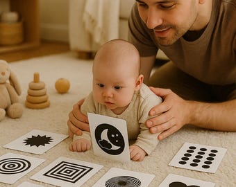 20 Black & White Abstract Baby Flash Cards – High Contrast