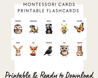 10 Montessori Forest Animal Flashcards | Printable PDF for Toddlers