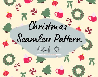 Christmas Seamless Pattern | Holiday Digital Paper | Xmas Clipart Background