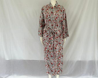 Indian Cotton Kimono Robe Dressing Gown, Block Print Bridesmaid Robe, Summer Nightwear, One Size