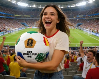 Cojín con forma de balón de la Copa Mundial de Fútbol: Cojín estilo trofeo (30 cm)