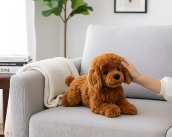 Perro de peluche Labradoodle, muñeco de cachorro realista y tierno, animal de peluche suave (15,7 pulgadas)