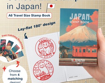 Libro Per Timbri Giapponesi con Segnalibro, Eki Book, Formato Passaporto A6, Monte Fuji/treno rosso,Quaderno Da Viaggio,Regalo Giapponese