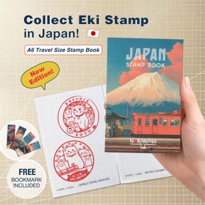 Japan Stamp Book A6, Eki Stamp Notebook + bookmark, Travel Journal Japan, Gift for Japan Lover, Mount Fuji Design