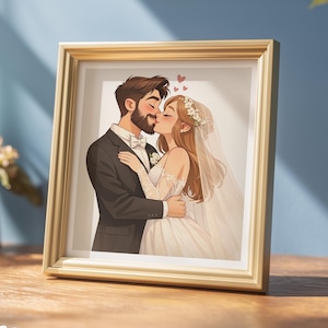 完全カスタムポートレート：あなたの写真からパーソナライズされたイラスト（カップルポートレート、結婚祝い、バレンタインギフト、記念日ギフト）