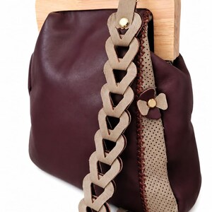 Handmade Burgundy Leather Handbag – Unique Purse