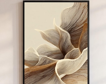 Abstract Organic Line Art Print, Neutral Minimalist Wall Decor, Modern Beige Printable Art, Contemporary Organic Shapes