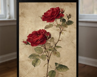 Vintage Roses Gallery Wall Set | Botanical Home Decor | Pink Rose